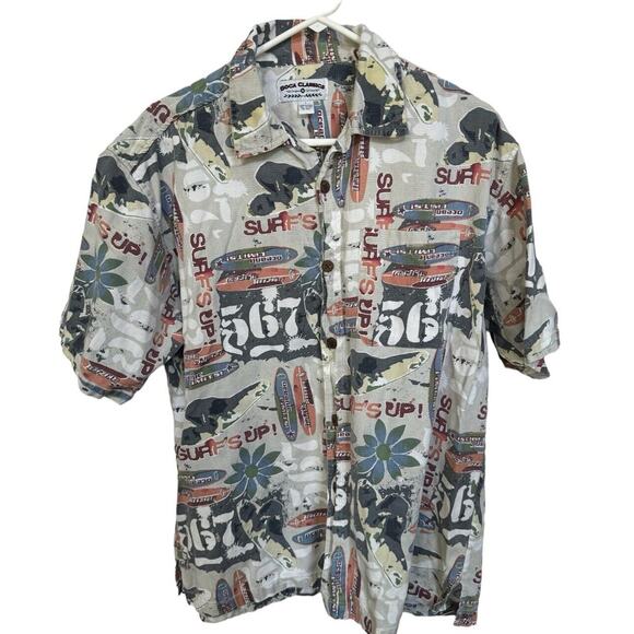 Boca Classics Mens Size Large Tropical Island Surf’s Up Beach Button Up Shirt - Picture 1 of 8